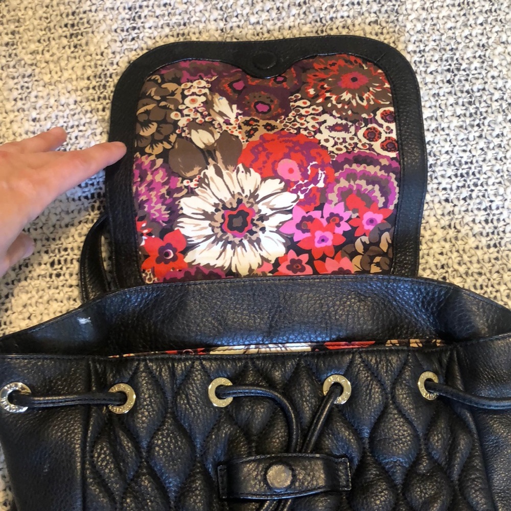 Black Quilted Leather Backpack - image 3